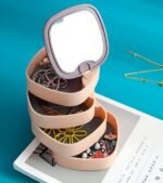 360° Rotating Jewelry Storage Box 4 Layers Portable Travel Jewellery Organizer With Mirror