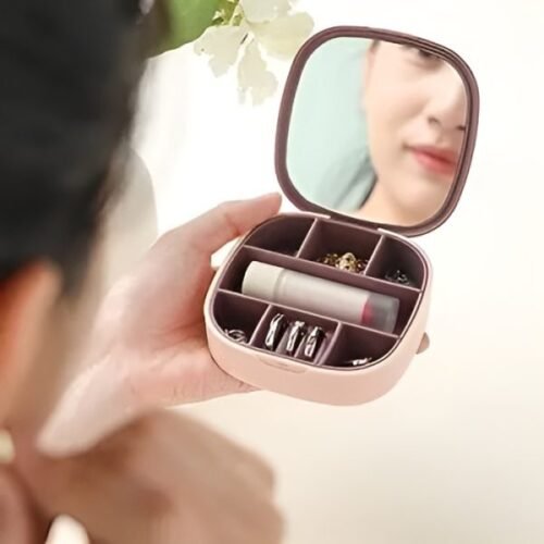 360° Rotating Jewelry Storage Box 4 Layers Portable Travel Jewellery Organizer With Mirror – image 2