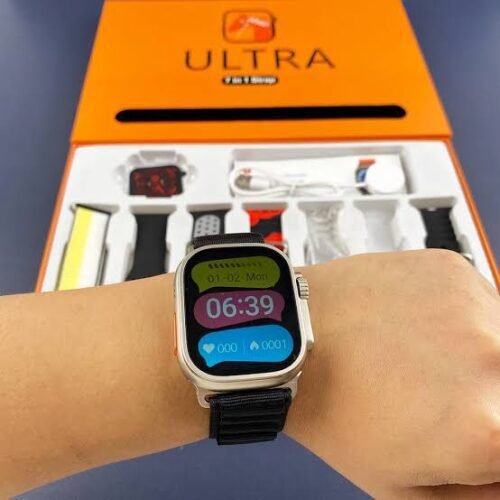 7 In 1 Ultra Smart Watch Series 8 with Wireless Charging, 7 Interchangeable Straps, Waterproof Design (Random Color) – image 3
