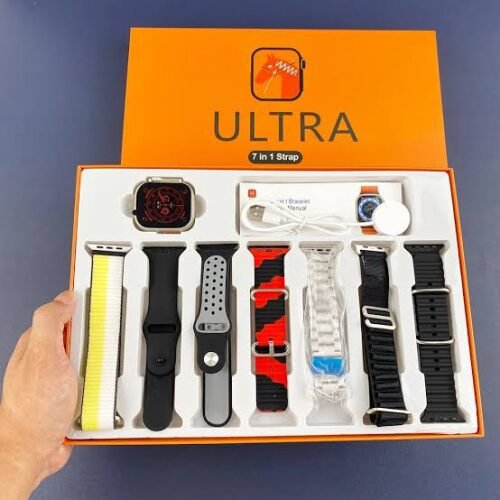 7 In 1 Ultra Smart Watch Series 8 with Wireless Charging, 7 Interchangeable Straps, Waterproof Design (Random Color) – image 2