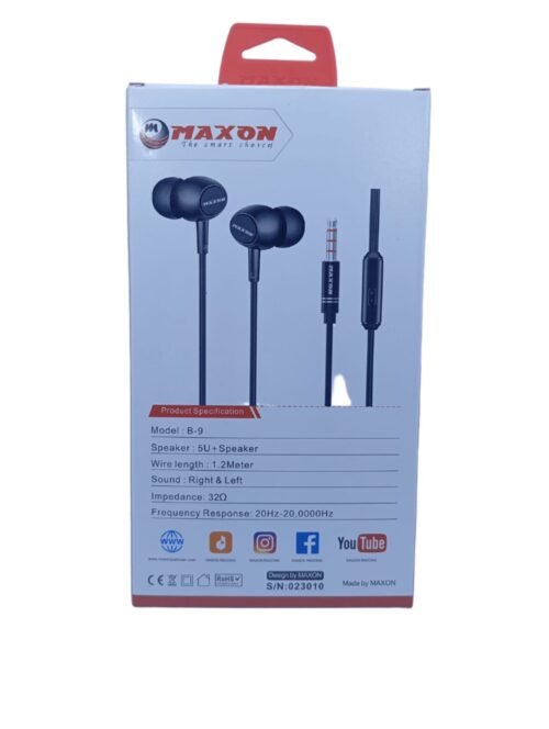 Maxon B-9 Handsfree - Blaster 9 Earphones - Best Quality In-Ear Music Sound Handfree – image 3