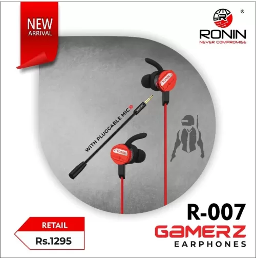 Ronin R-007 Gaming Handsfree 3.5MM Earphones with Noise Cancellation & Deep Bass