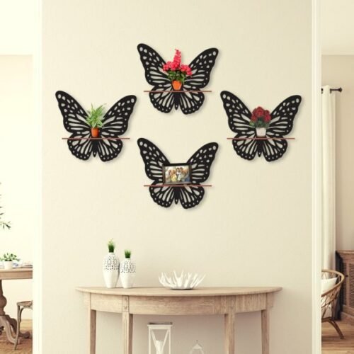 Beautiful Butterfly Shelves Pack Of Four Wall Art Style Modern Design Decoration