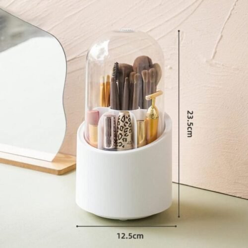 Brush Container Makeup Brush Holder Dust-proof Rotating Plastic Lipstick Eyebrow Pencil Vanity Supplies – image 3