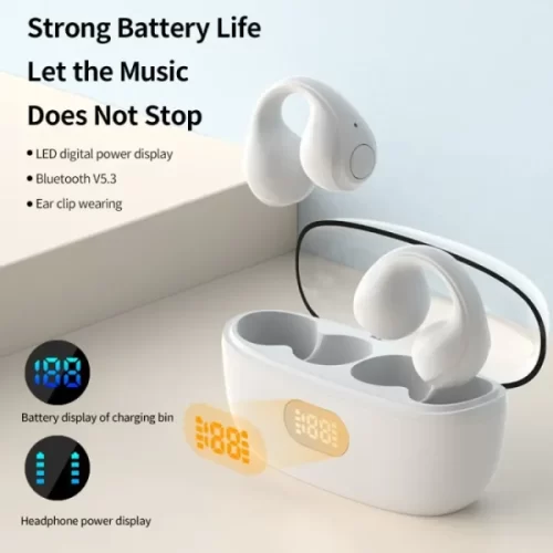 Ear Cuff Wireless Earbuds with Earhooks | Mini Bone Earcuffs Headphones | Waterproof Cycling Earpiece | Noise Reduction Sports Earphones (Random Color) – image 4