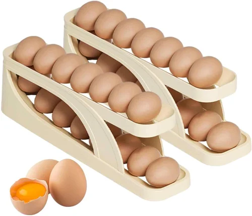 Egg Organizer Automatic Scrolling Egg Rack, Double Layer Egg Storage Tray (Random Colors) – image 6