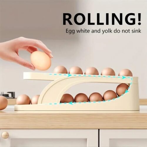 Egg Organizer Automatic Scrolling Egg Rack, Double Layer Egg Storage Tray (Random Colors) – image 7