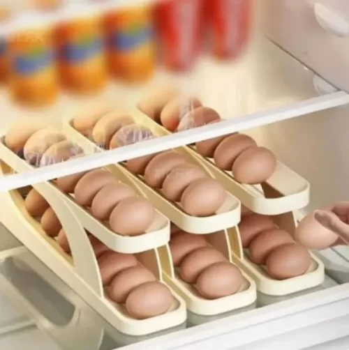 Egg Organizer Automatic Scrolling Egg Rack, Double Layer Egg Storage Tray (Random Colors) – image 5