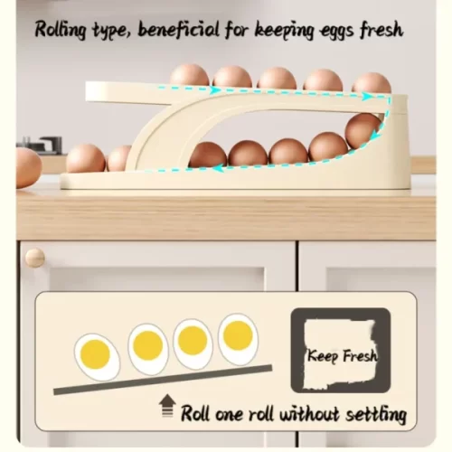 Egg Organizer Automatic Scrolling Egg Rack, Double Layer Egg Storage Tray (Random Colors) – image 2