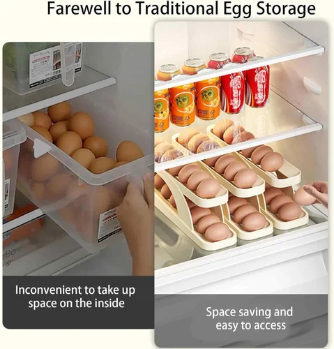 Egg Organizer Automatic Scrolling Egg Rack, Double Layer Egg Storage Tray (Random Colors) – image 3