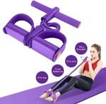 Foot Pedal Resistance Band Elastic Sit-up Pull Rope Yoga Fitness Gym – Elastic Pull Ropes Tummy Trimmer (Random Colors)