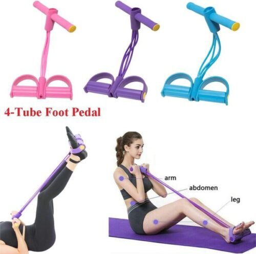 Foot Pedal Resistance Band Elastic Sit-up Pull Rope Yoga Fitness Gym – Elastic Pull Ropes Tummy Trimmer (Random Colors) – image 2