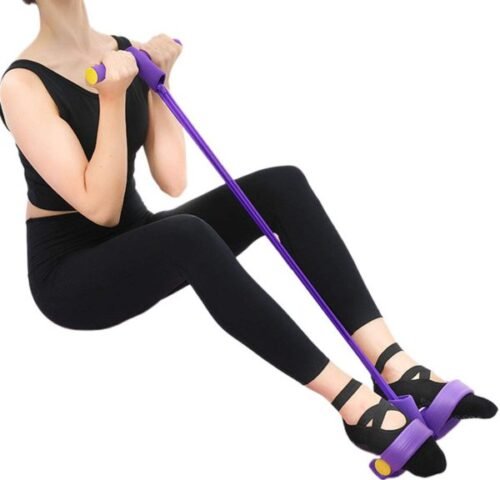 Foot Pedal Resistance Band Elastic Sit-up Pull Rope Yoga Fitness Gym – Elastic Pull Ropes Tummy Trimmer (Random Colors) – image 3
