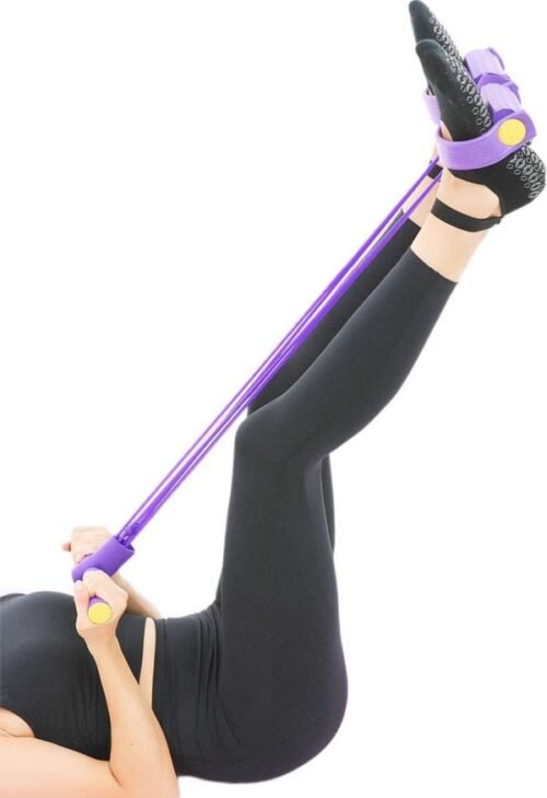Foot Pedal Resistance Band Elastic Sit-up Pull Rope Yoga Fitness Gym – Elastic Pull Ropes Tummy Trimmer (Random Colors) – image 6