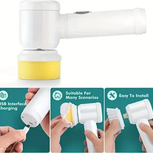 Handheld Electric Cleaning Brush Scrubber - 5 In 1 Multifunctional Electric Brush for Kitchen, Bathroom, and Household Cleaning – image 2