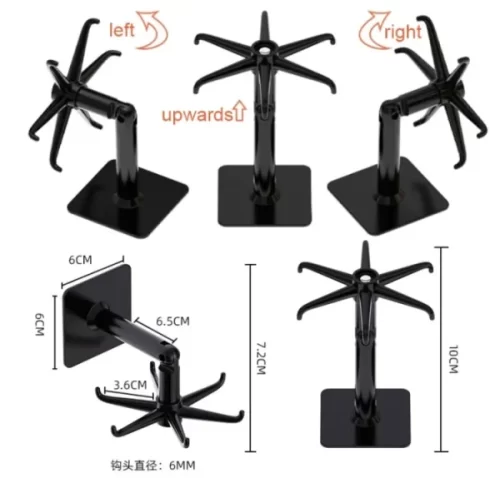 Kitchen Tools Spoon Holder Stand – 360 Degrees Rotated Punch-free Kitchen Spoon Rack Wall Hanging Kitchen Utensils Jewelry Rotating Hook Spoon Hook for Kitchen – 1pc – image 4