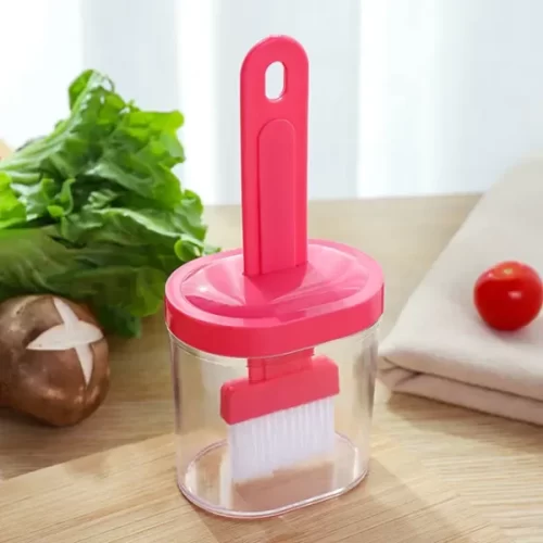Oil Applicator Brush | Dispenser with Silicone Rubber Bristle Brush for BBQ, Oil Brush Bottle Set, Oil Storage Container for Kitchen (Random Color) – image 3