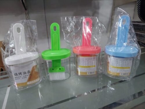 Oil Applicator Brush | Dispenser with Silicone Rubber Bristle Brush for BBQ, Oil Brush Bottle Set, Oil Storage Container for Kitchen (Random Color) – image 4