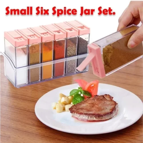 Set of 6 Spice Jars Dispenser Masala Rack Easy Flow Storage Crystal Seasoning Box (Multicolor)