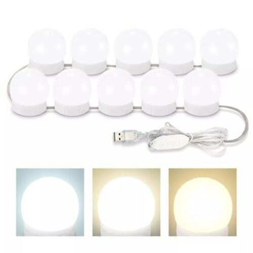 Vanity Mirror Lights – Usb Vanity Lights Makeup Lighting 10 Dimmable Light Bulbs – Hollywood Style Led Vanity Mirror Lights Kit For Makeup – Table Bathroom Dressing Room – image 2
