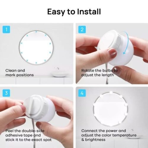 Vanity Mirror Lights – Usb Vanity Lights Makeup Lighting 10 Dimmable Light Bulbs – Hollywood Style Led Vanity Mirror Lights Kit For Makeup – Table Bathroom Dressing Room – image 3