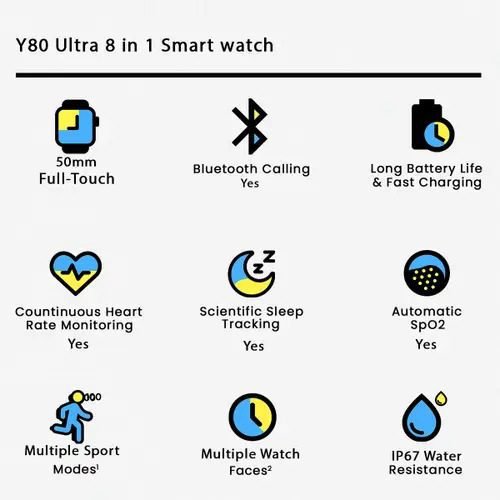 Y80 Ultra 8 in 1 Smartwatch – Fitness Tracker, Heart Rate Monitor, Sleep Tracking, IP68 Water Resistant – image 4