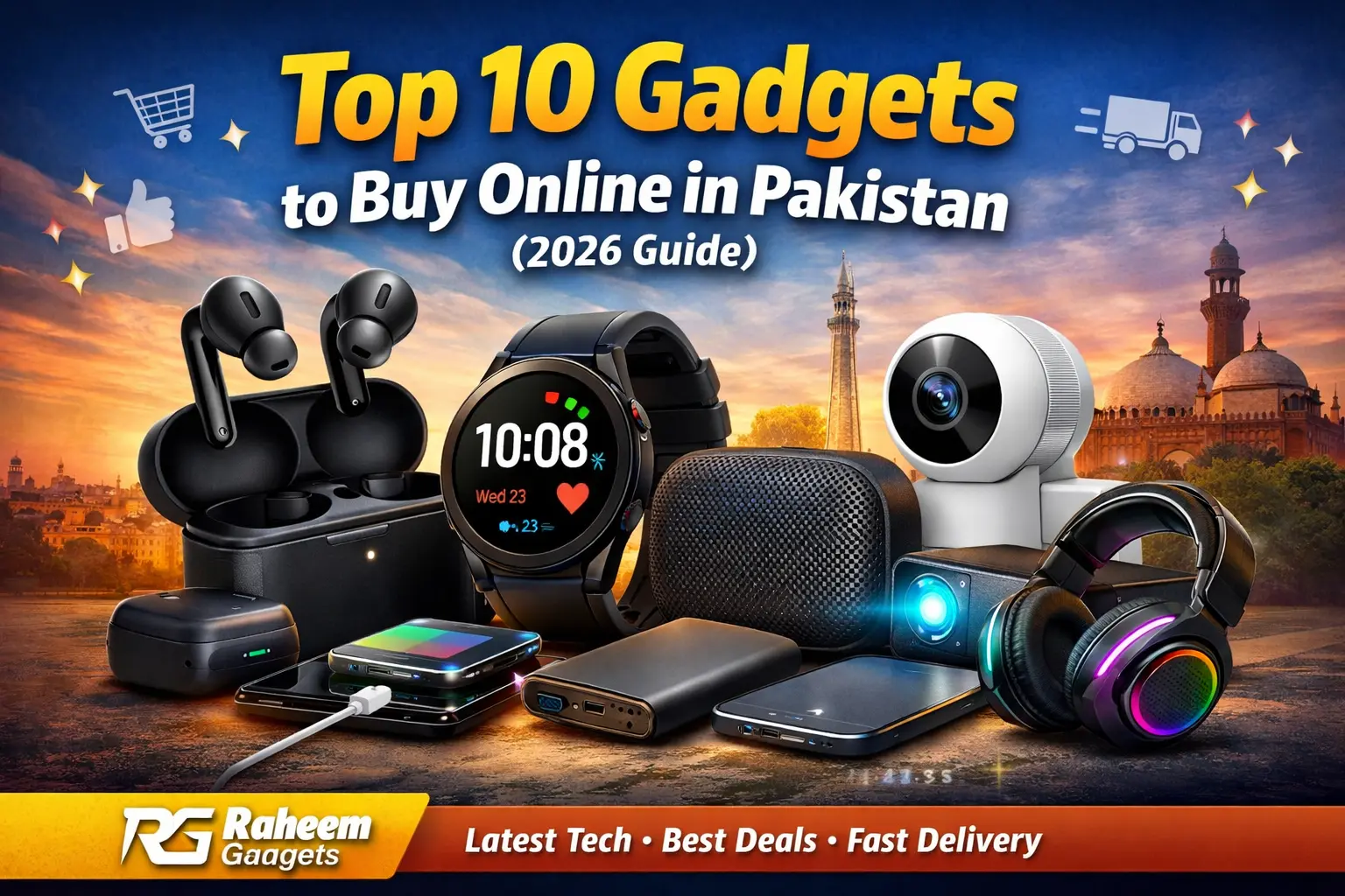 Top 10 best gadgets to buy online in Pakistan including wireless earbuds, smartwatches and accessories