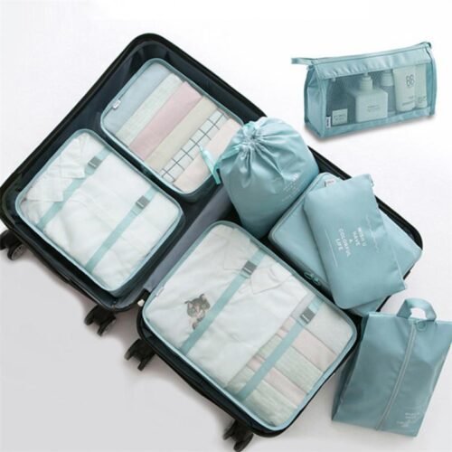 8-piece Set Luggage Divider Bag Travel Storage Clothes Underwear Shoes Organizer Packing Cube Bag – image 3