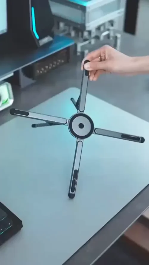 Foldable phone and tablet stand with arms opened
