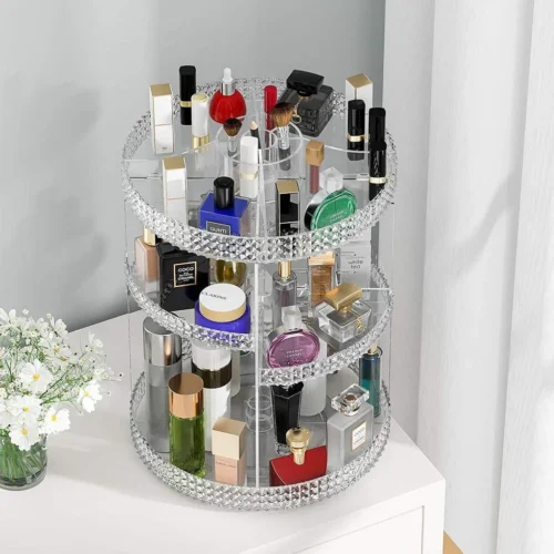 360° Rotating Makeup Organizer – 8-Layer Clear Cosmetic Storage Stand with Adjustable Trays – image 2