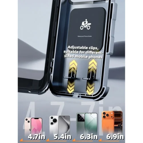 Bike phone holder adjustable clips for 4.7 to 7 inch phones