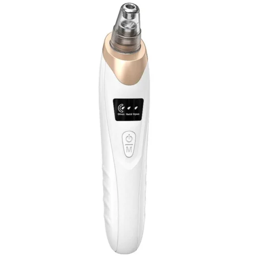 Rechargeable blackhead vacuum pore cleaner in white and gold