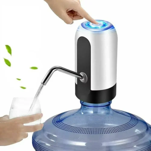 Rechargeable water dispenser pump on a 19 litre bottle