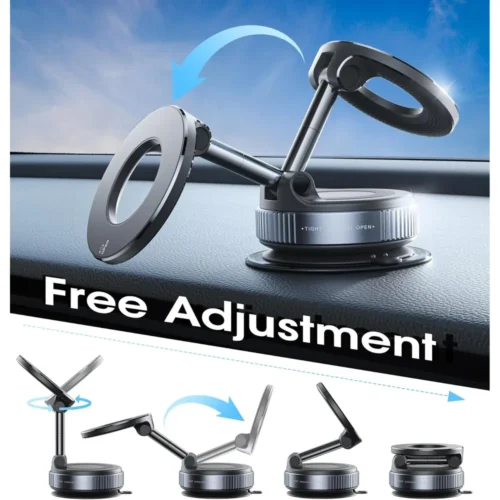 Magnetic car phone holder folding and 360 degree adjustment