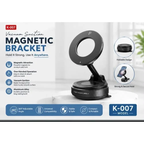 K-007 magnetic phone bracket features – foldable design, one-handed use, aluminium alloy