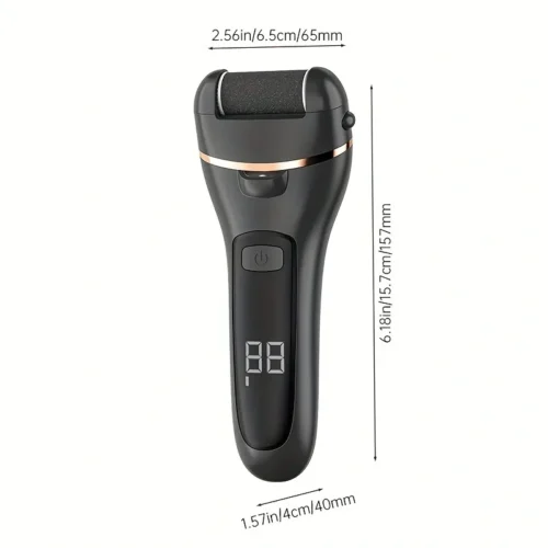 Rechargeable electric foot file with digital display and size