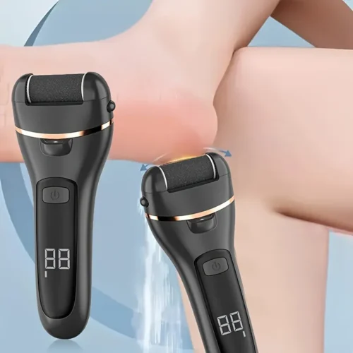 Electric foot file roller on a heel