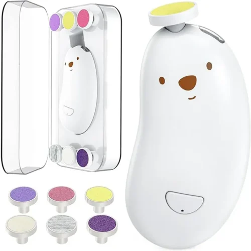 Electric baby nail trimmer with 6 heads and storage case
