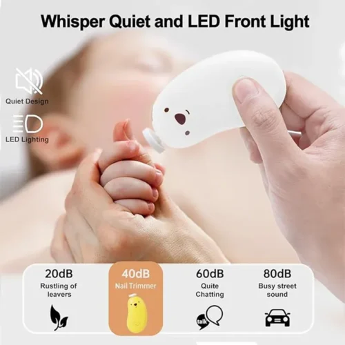 Quiet electric nail trimmer with LED front light