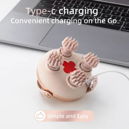 Electric scalp massager charging with a Type-C cable
