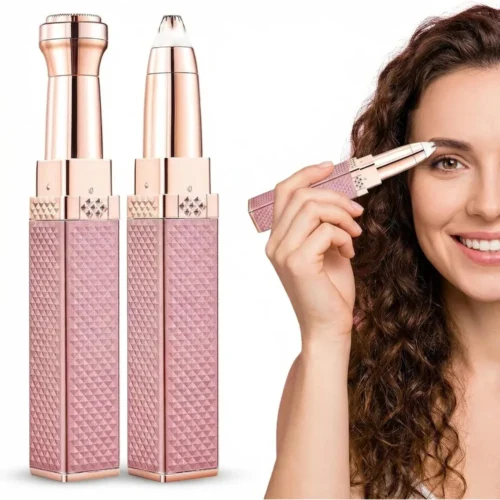 Woman using the facial hair remover pen on her eyebrow