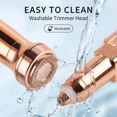 Facial hair remover pen heads being rinsed under water