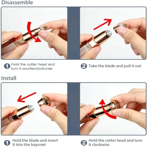 How to change the head on the facial hair remover pen