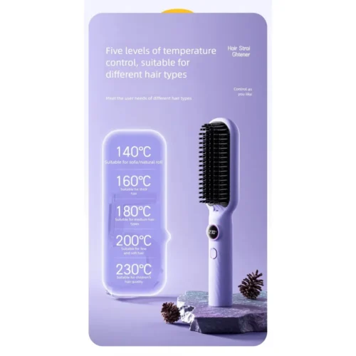 Hair straightener brush 5 temperature settings from 140 to 230 C
