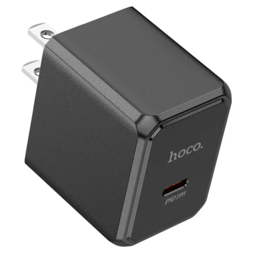 hoco CS13 Ocean PD20W Type-C Charger – US Plug, Fast Charger for iPhone & Samsung, Black