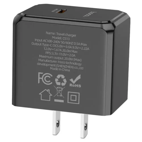 hoco CS13 charger Type-C port and US plug view