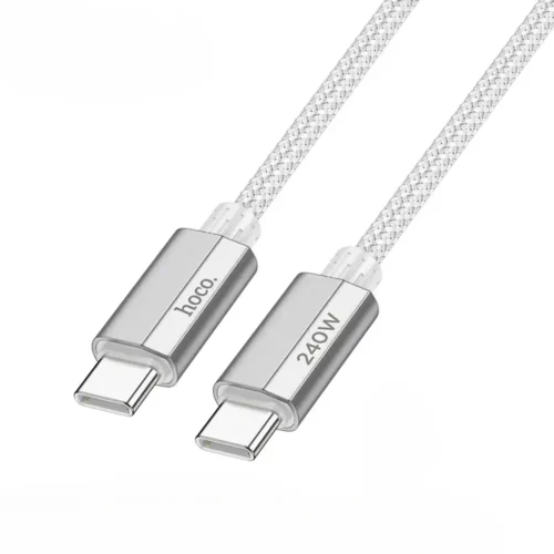 hoco U134 Primero Type-C to Type-C 240W Charging Cable – 1.8m Nylon Braid, Gray