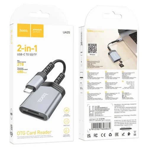 hoco UA25 TF microSD and SD card reader size and features