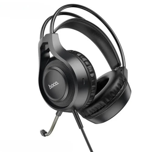 hoco W106 Tiger Wired Gaming Headset – 50mm Drivers, Flexible Mic, 3.5mm, 1.8m Cable, Black