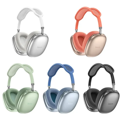 Hoco W55 headphones colours: silver, pink, green, blue and black
